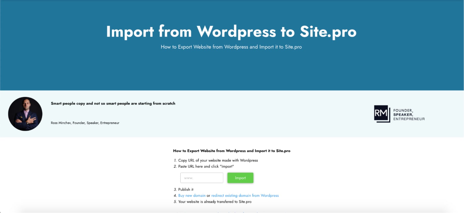 Import from Wordpress to Site.pro